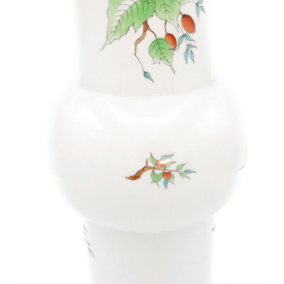 Herend Vase, Vase Mit Hagebutten Porzellan Handbemalt, Große 30 Cm Tischvase